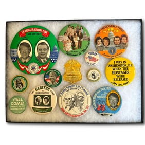 1977 Carter Mondale Inaugural Button and Metropolitan Police Badge