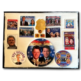 1993 Metropolitan Police Badge with Clinton Gore Inauguration Buttons
