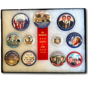 1993 Clinton Gore Buttons and Ribbon Inaugural Collection