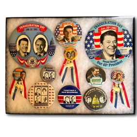 1981 Ronald Reagan George Bush Inaugural Ribbons and Buttons Collection