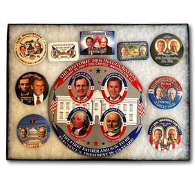 2001 George Bush First Father and Son in 176 Years Button and Inaugural Collection