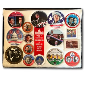 1985 Ronald Reagan George Bush Inaugural Ribbon and Buttons
