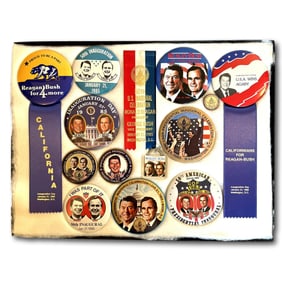 1985 Ronald Reagan George Bush Inaugural Ribbons and Buttons Collection