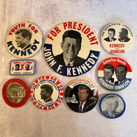 Vintage John F Kennedy for President and Inaugural Buttons