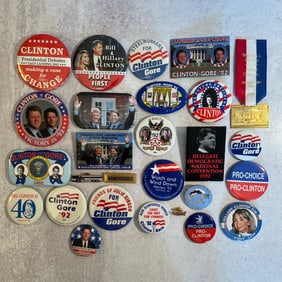 Clinton Gore Political Campaign and Inauguration Button Collection with Medal