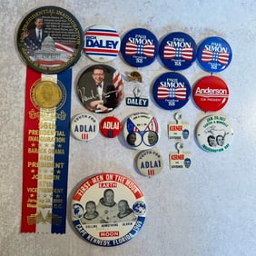 Simon, Daley, Obama plus First Men on the Moon Buttons and Pins
