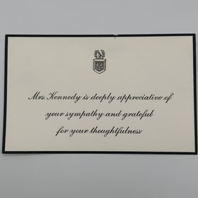 First Lady Jacqueline Kennedy Sympathy Acknowledgement Card