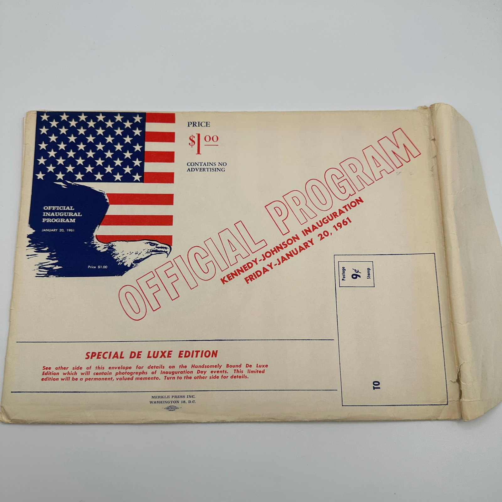 1961 Official Inaugural Program in Original Envelope (1 of 6)