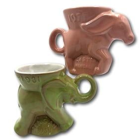 Frankoma Carter-Mondale and Reagan-Bush Elephant and Donkey Collectible Mugs
