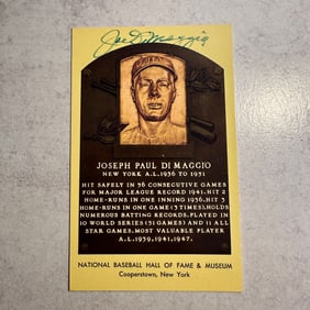 Joe DiMaggio Autographed Hall of Fame Postcard