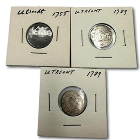 Two 1789 Netherlands 2 Stuiver Coins with a 1755 Utrecht Duit