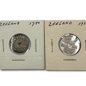 1733 and 1750 Netherlands 2 Stuivers Coins