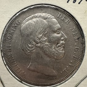 1872 Netherlands 2 1/2 Silver Guilder