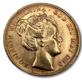 1898 Netherlands Gold Wilhelmena 10 Guilder Coin