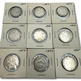 Nine 1 Guilder Coins .720 Silver Pre-1966