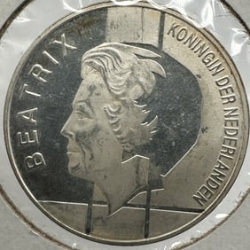 1994 Netherlands 10 Guilder Silver Coin - 50th Anniv Benelux Treaty