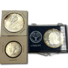 Two Silver Proof Coins with Silver Canadian Coin