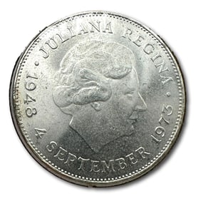1973 Netherlands Queen Juliana Silver 10 Guilder Coin