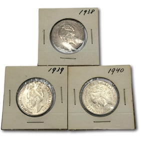 1939 and 1940 Silver 1 Guilder Netherlands Coins