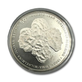 Netherlands 1990 Fifty Guilder Silver Proof Coin