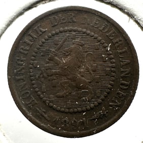 Netherlands 1891 Half Cent