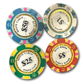 503 Monte Carlo $1, $5, $25, $50 Poker Chips