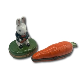 Two Limoges Trinket Boxes Including Carrot and Bunny Rabbit