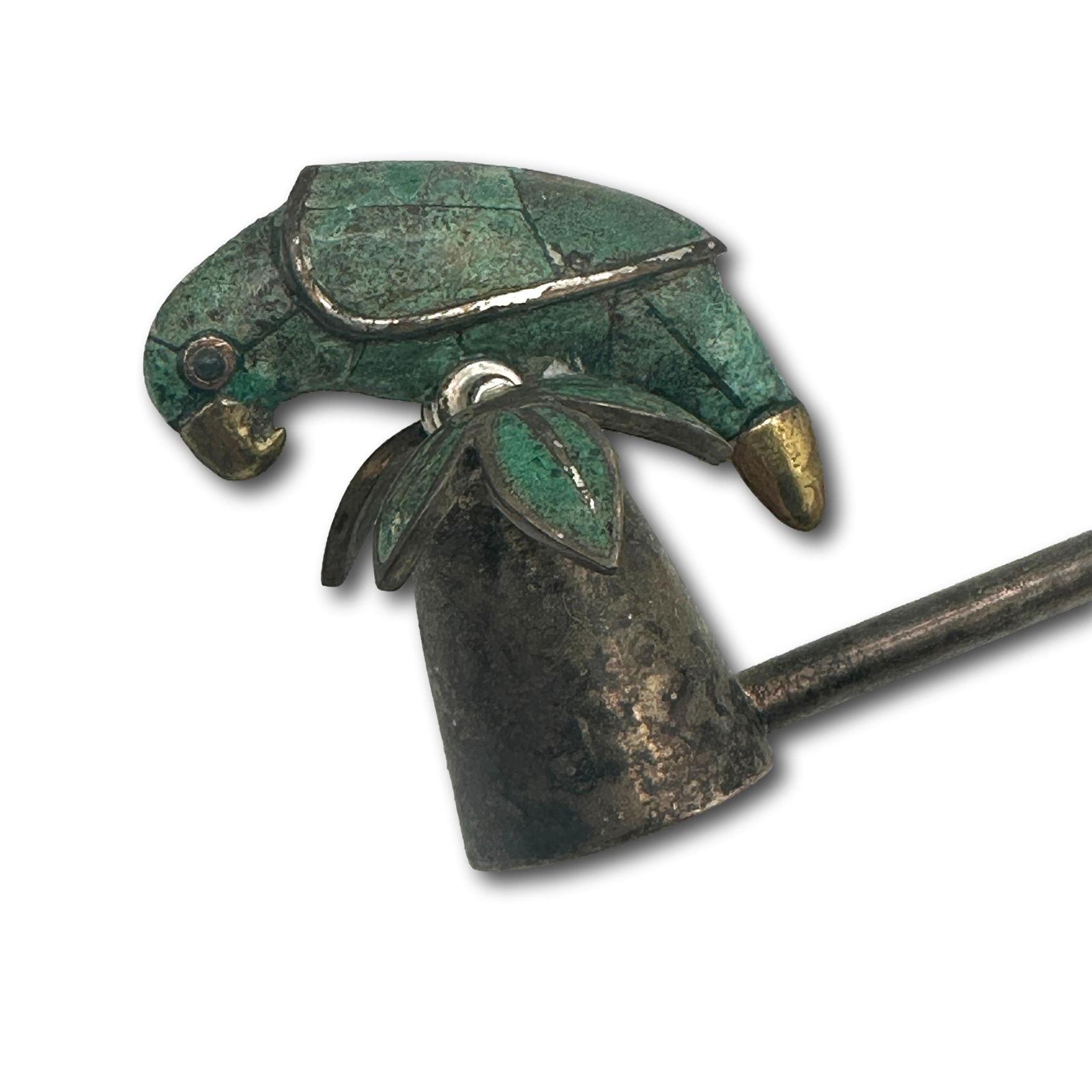 Vintage Emilio Castillo Silver Plated Malachite Parrot Candle Snuffer (1 of 5)