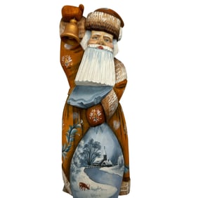 Limited Edition Russian Hand Carved Hand Painted Santa Figurine