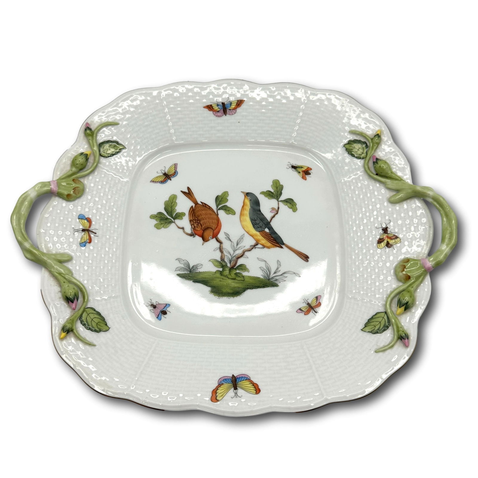 Herend Rothschild Bird Square Handled Cake Plate (1 of 8)