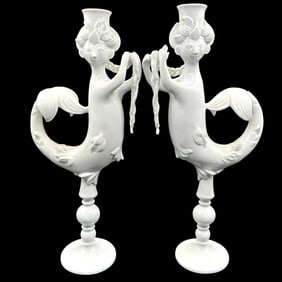 Pair of Bjorn Wiinblad Porcelain Candlesticks