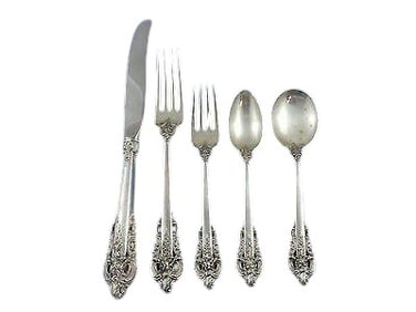 81 Piece Wallace Sterling Silver Grand Baroque Flatware Set