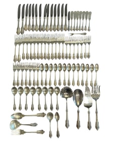 81 Piece Wallace Sterling Silver Grand Baroque Flatware Set