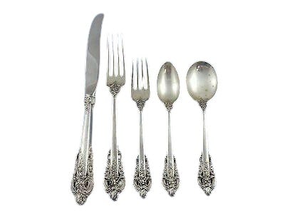 81 Piece Wallace Sterling Silver Grand Baroque Flatware Set (1 of 6)