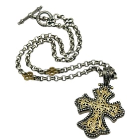 Ladies Konstantino Cross in Sterling and 18K Gold