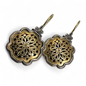 Ladies Konstantino 18K Gold and Sterling Earrings