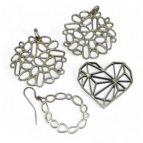 Group of Zina Sterling Silver Pendants and Earring