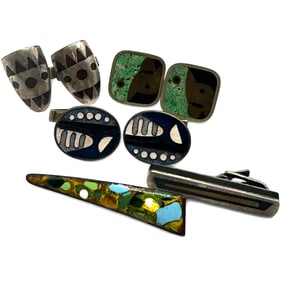 Fabulous Lot of Mid Century Modern Cufflinks, Pin and Clip