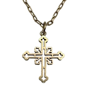 Greek Cross Pendant on Chain in 14K Gold