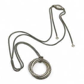 David Yurman Sterling Silver and Diamond Necklace