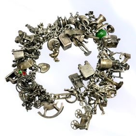 Vintage Sterling Silver Loaded Charm Bracelet