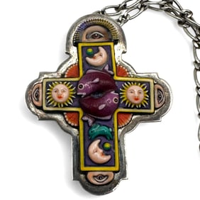 Sergio Bustamante Sterling Silver Cross with Chain