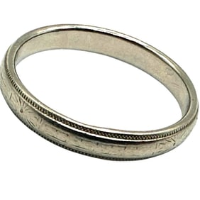 14K White Gold Band with Beaded Edge