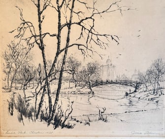 James Swann - Lincoln Park Christmas 1938 Etching