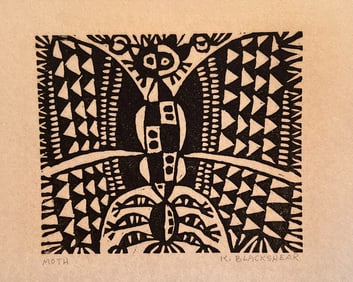 Kathleen Blackshear Moth  Relief Print on Paper