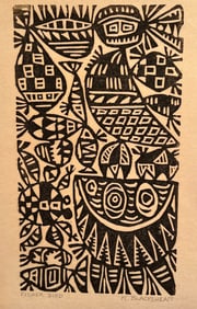 Kathleen Blackshear Fisher Bird Relief Print on Paper