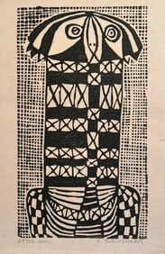 Kathleen Blackshear Attic Owl Relief Print on Paper