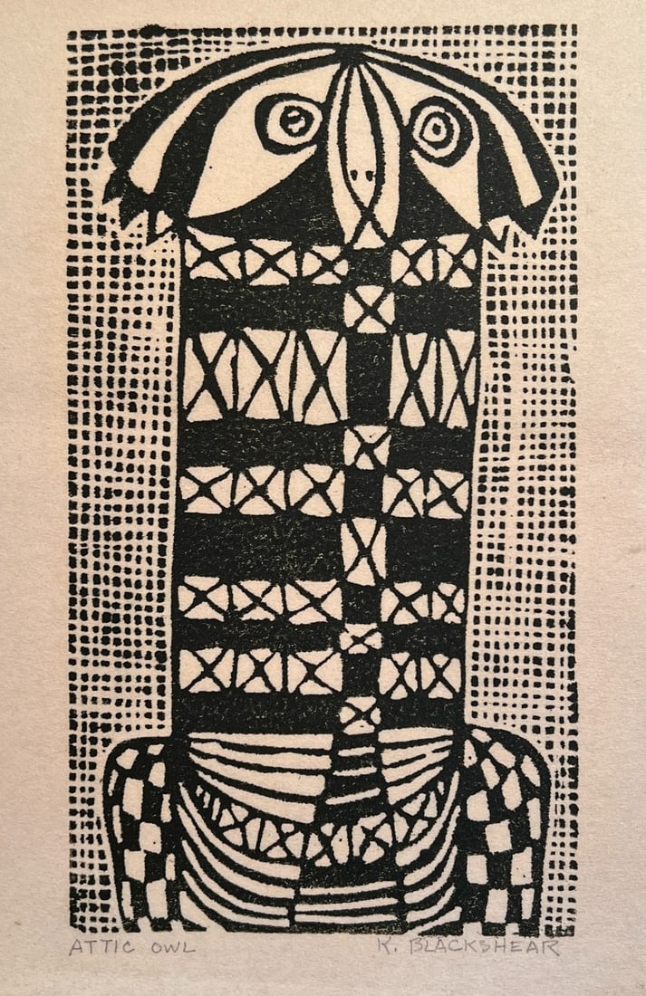 Kathleen Blackshear Attic Owl Relief Print on Paper (1 of 5)