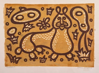 Ethel Spears "Rabbit" Relief Print on Paper