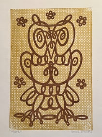 Ethel Spears "Owl" Relief Print on Paper